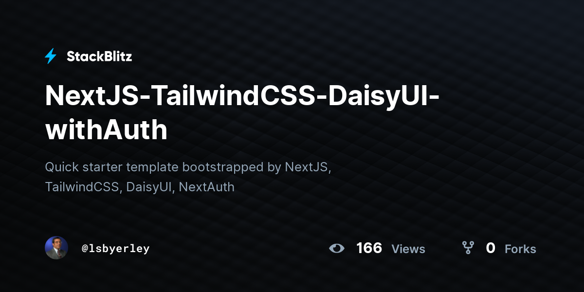NextJS-TailwindCSS-DaisyUI-withAuth - StackBlitz