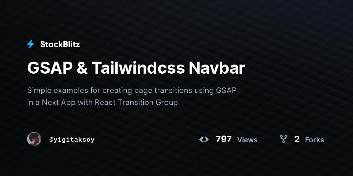GSAP & Tailwindcss Navbar - StackBlitz