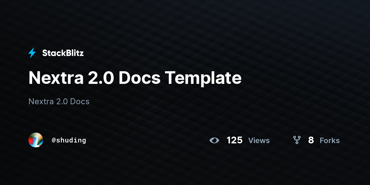 Nextra 2.0 Docs Template - StackBlitz
