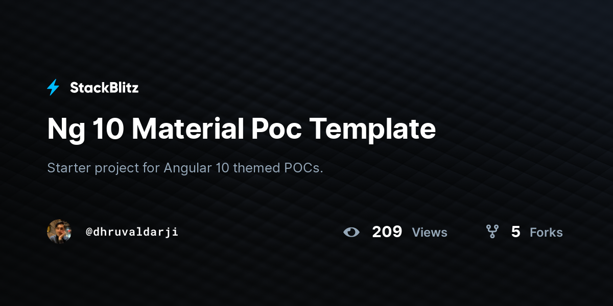 Ng 10 Material Poc Template - StackBlitz