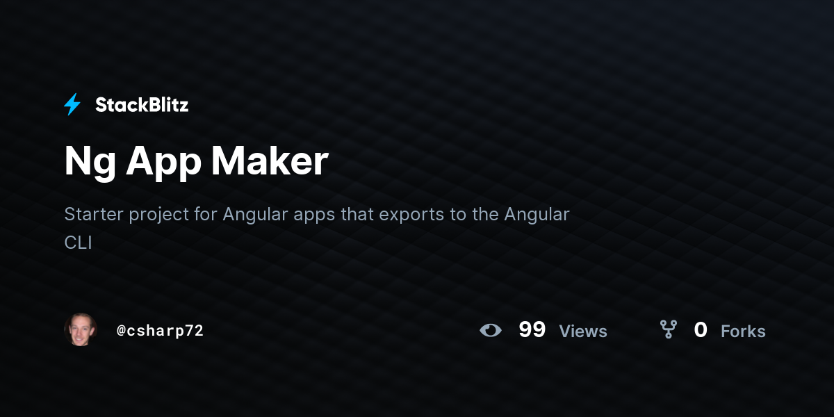 Ng App Maker - StackBlitz