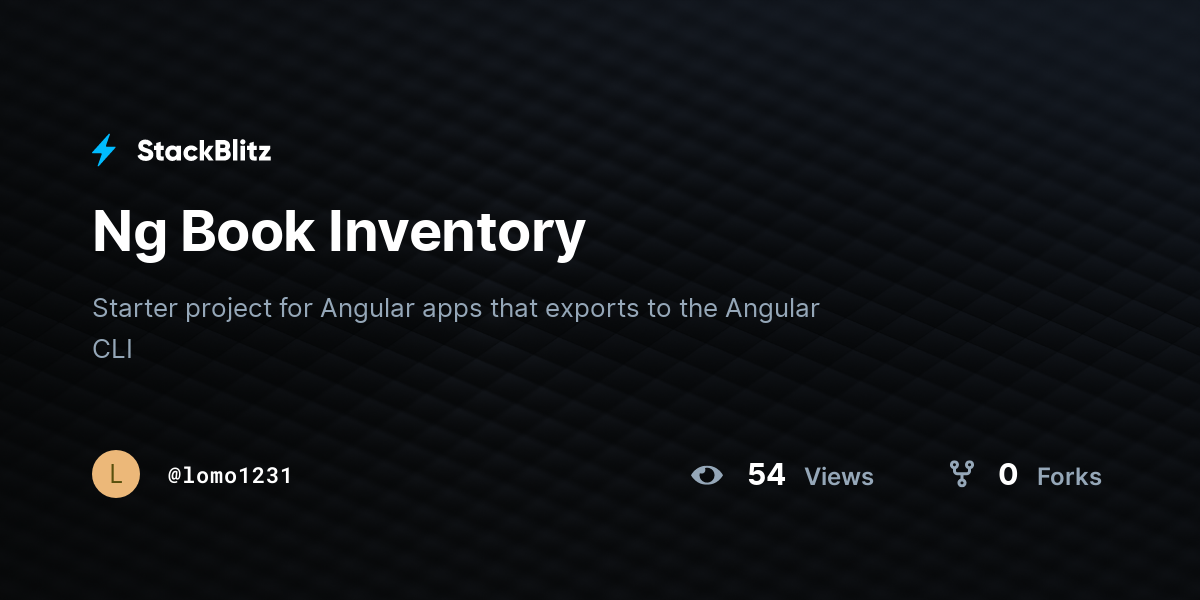 Ng Book Inventory - StackBlitz