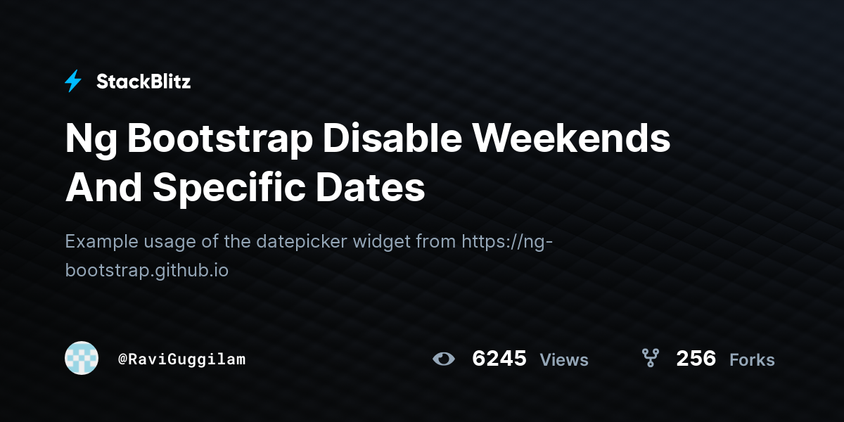 Ng Bootstrap Disable Weekends And Specific Dates - StackBlitz