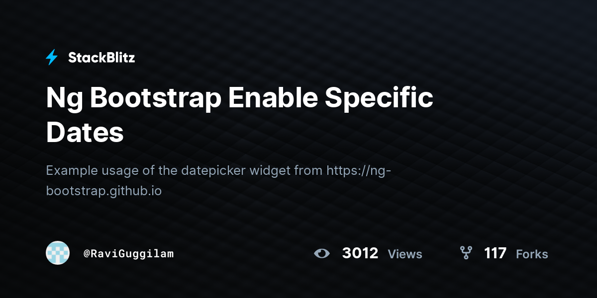 Ng Bootstrap Enable Specific Dates - StackBlitz