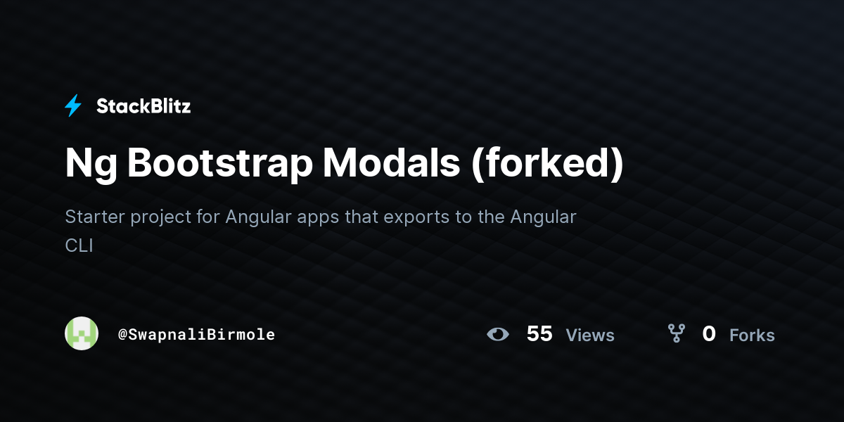 Ng Bootstrap Modals (forked) - StackBlitz