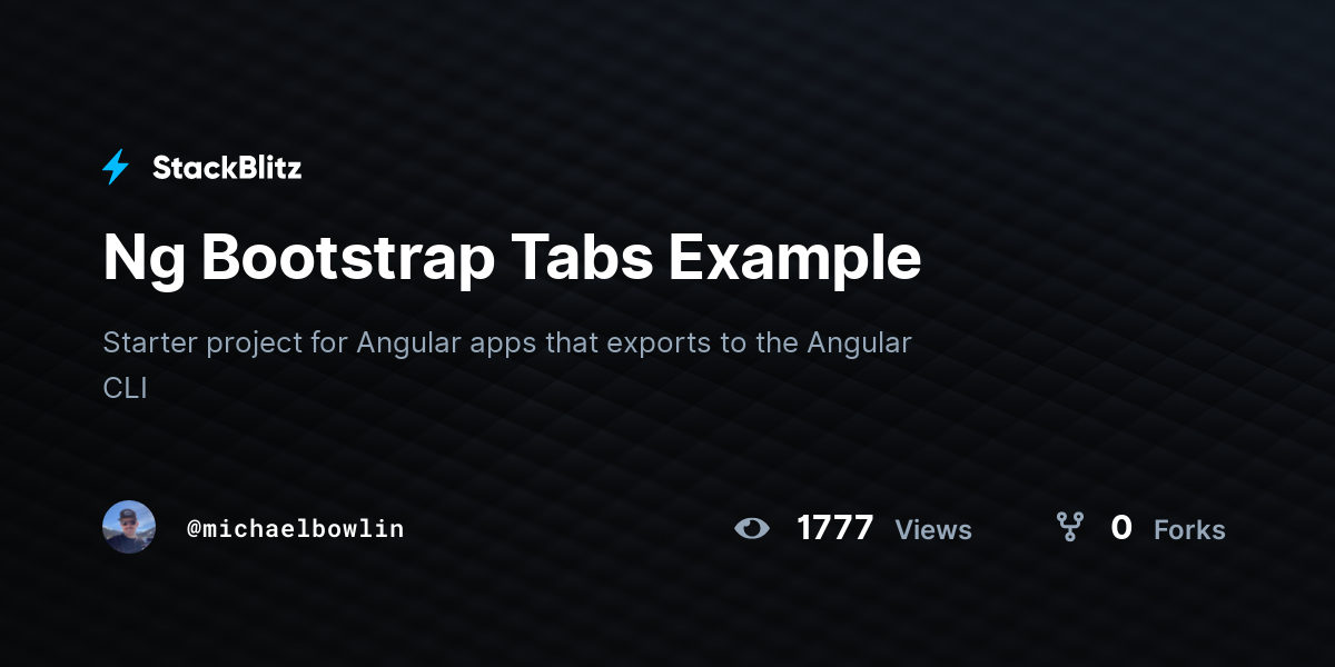 Ng Bootstrap Tabs Example - StackBlitz