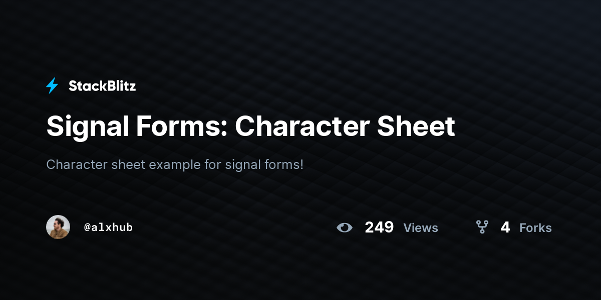 Signal Forms: Character Sheet - StackBlitz
