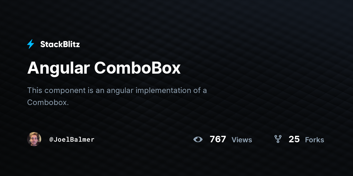 Angular ComboBox - StackBlitz