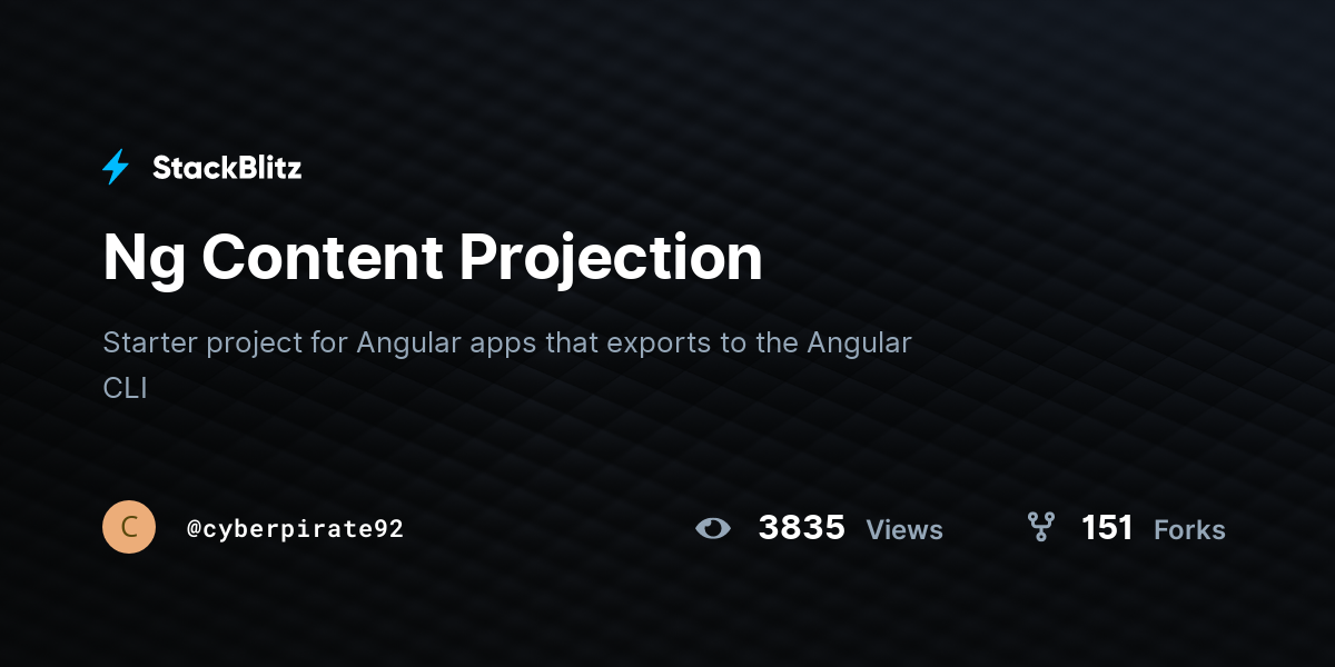 Ng Content Projection - StackBlitz