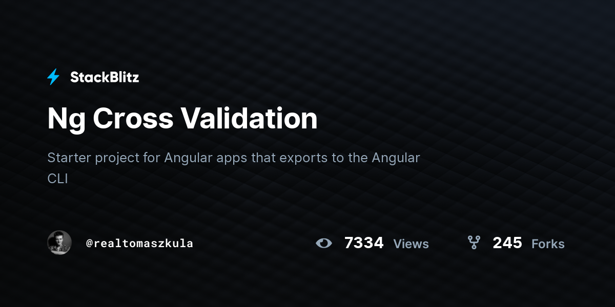 Ng Cross Validation - StackBlitz