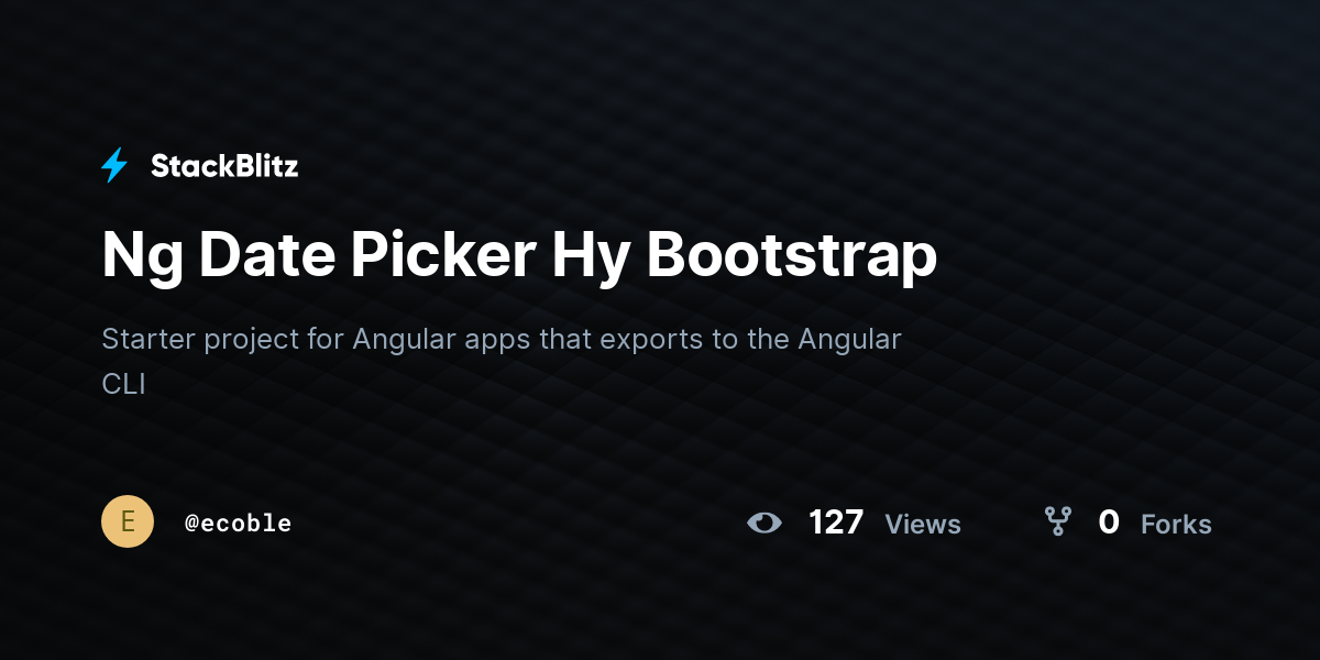 Ng Date Picker Hy Bootstrap - StackBlitz