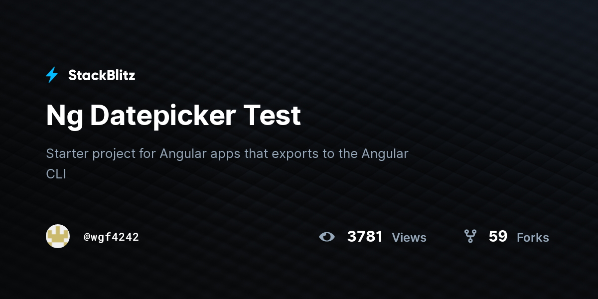 Ng Datepicker Test - StackBlitz