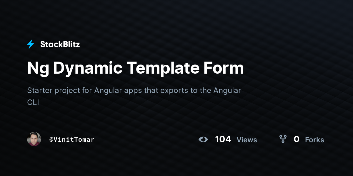 Ng Dynamic Template Form - StackBlitz