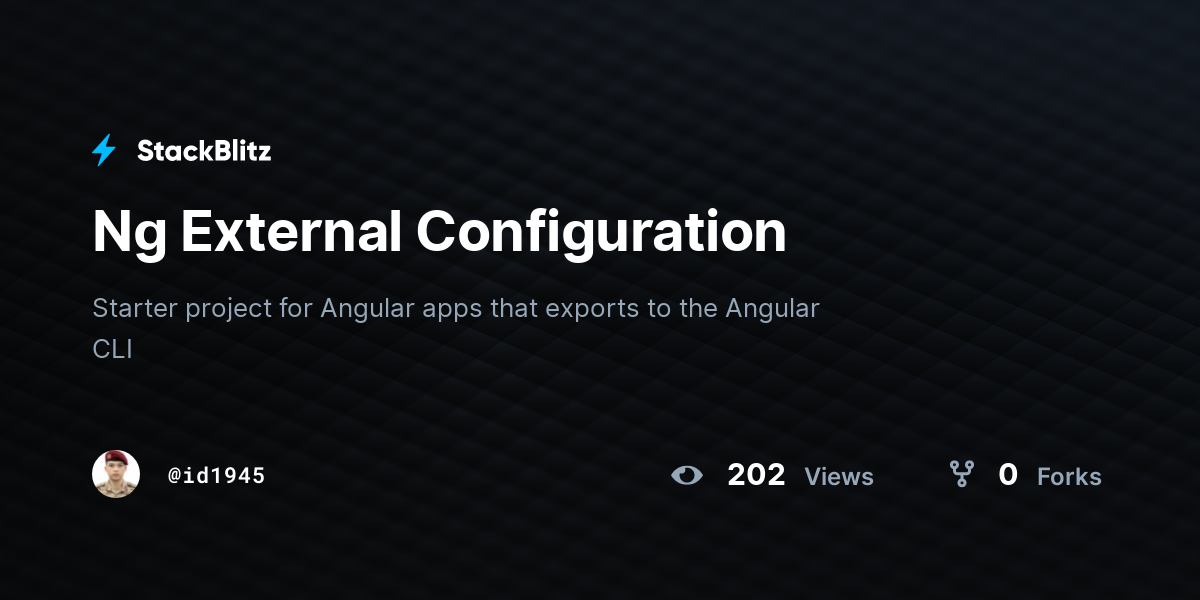 Ng External Configuration - StackBlitz