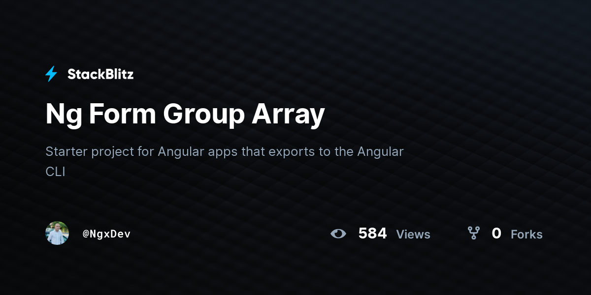 Ng Form Group Array - StackBlitz