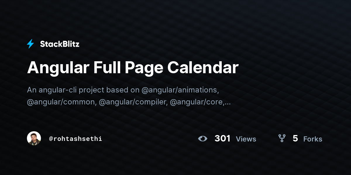 Angular Full Page Calendar - StackBlitz