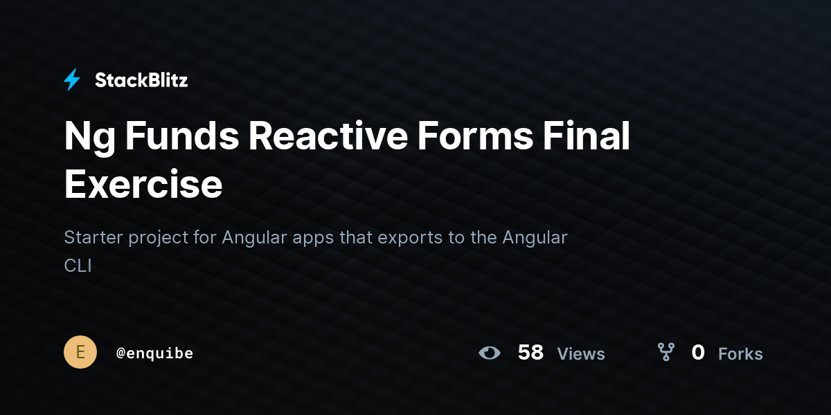 Ng Funds Reactive Forms Final Exercise - StackBlitz