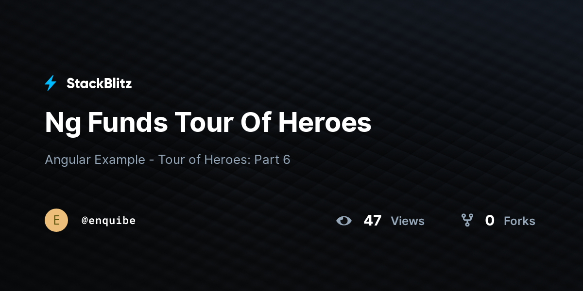 Ng Funds Tour Of Heroes - StackBlitz
