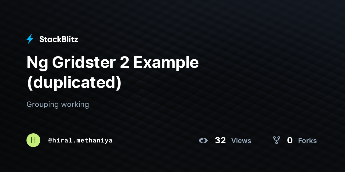 Ng Gridster 2 Example (duplicated) - StackBlitz