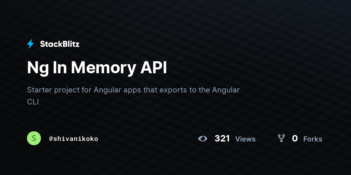 Ng In Memory API - StackBlitz