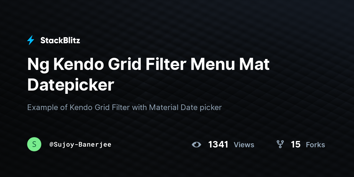 Ng Kendo Grid Filter Menu Mat Datepicker StackBlitz
