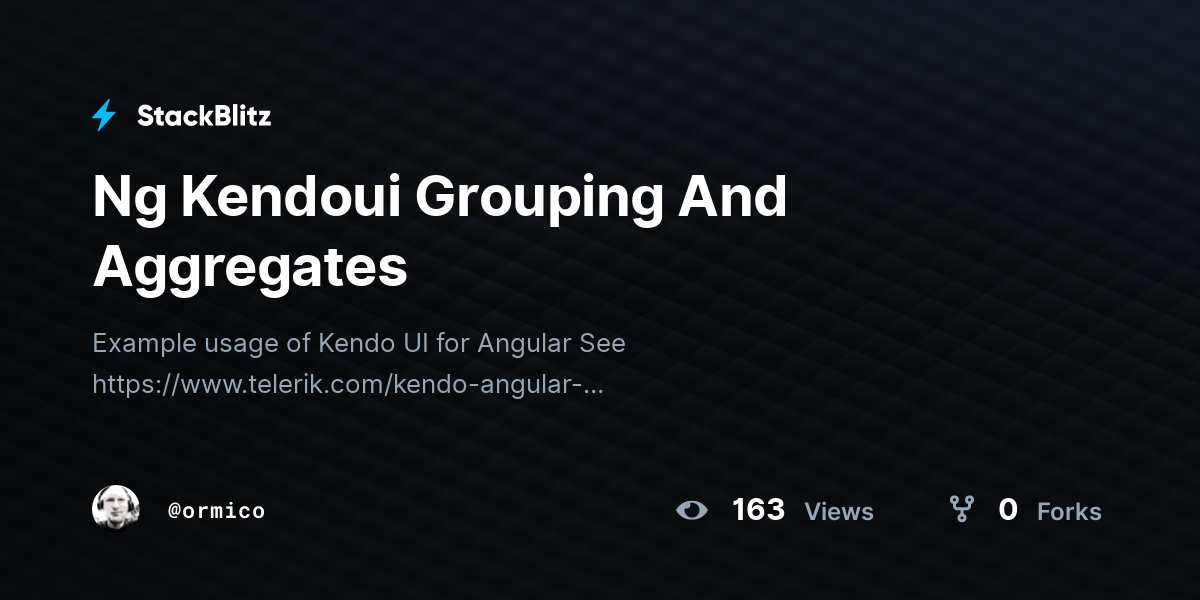 Ng Kendoui Grouping And Aggregates - StackBlitz