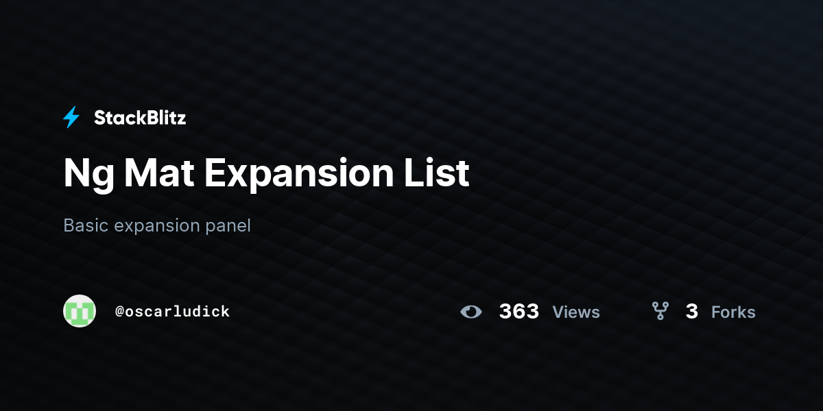Ng Mat Expansion List - StackBlitz
