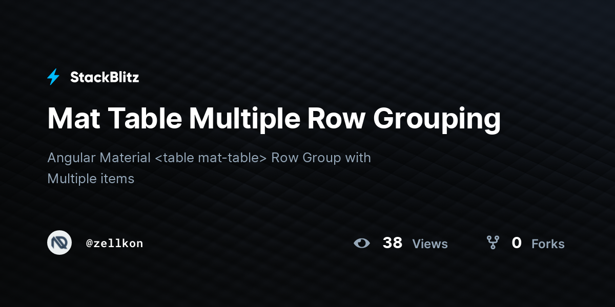 Mat Table Multiple Row Grouping - StackBlitz