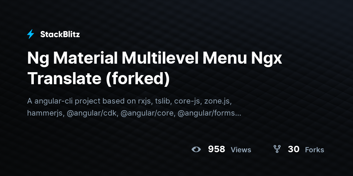 Ng Material Multilevel Menu Ngx Translate (forked) - StackBlitz