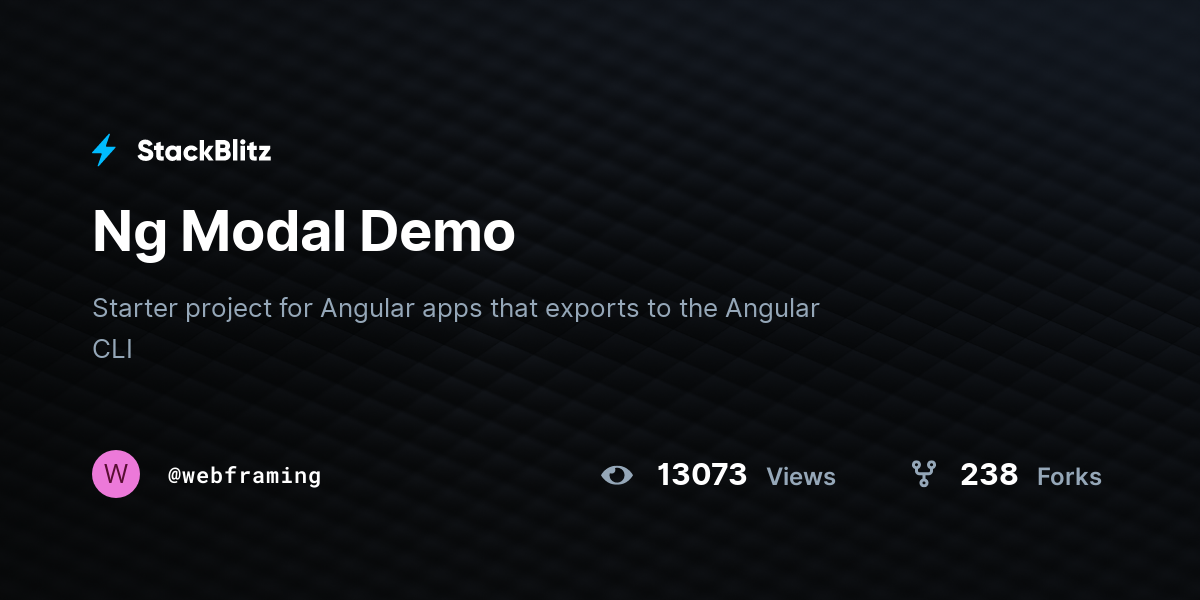 Ng Modal Demo - StackBlitz
