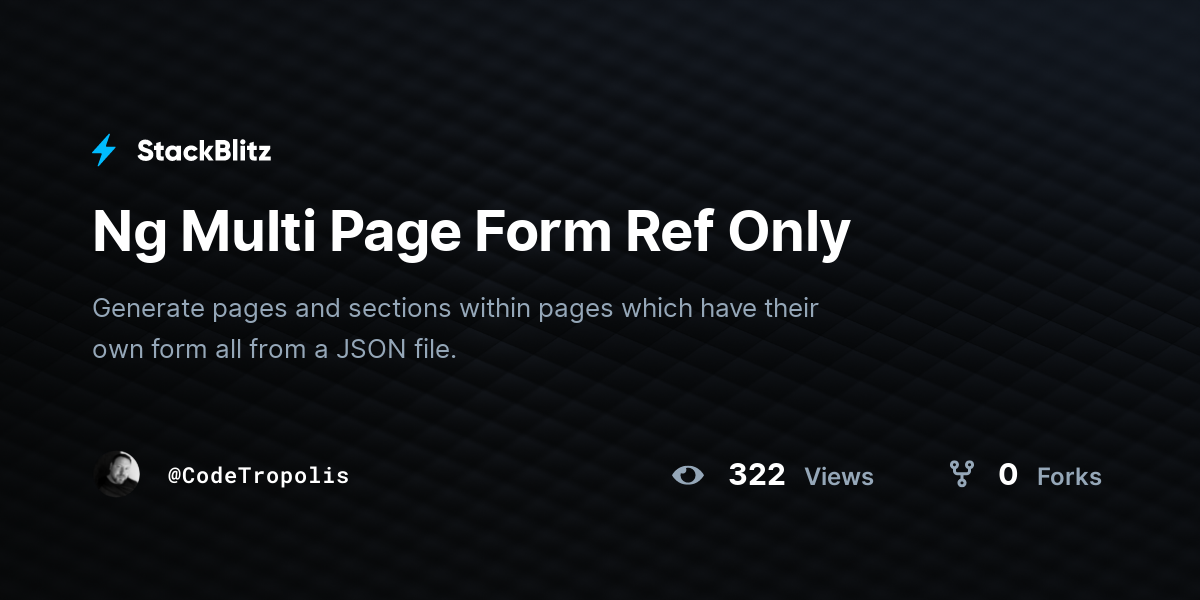 Ng Multi Page Form Ref Only - StackBlitz