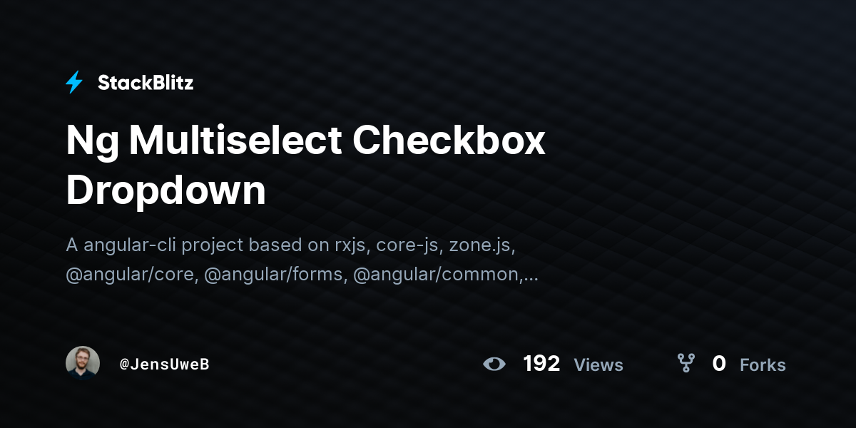 Ng Multiselect Checkbox Dropdown - StackBlitz