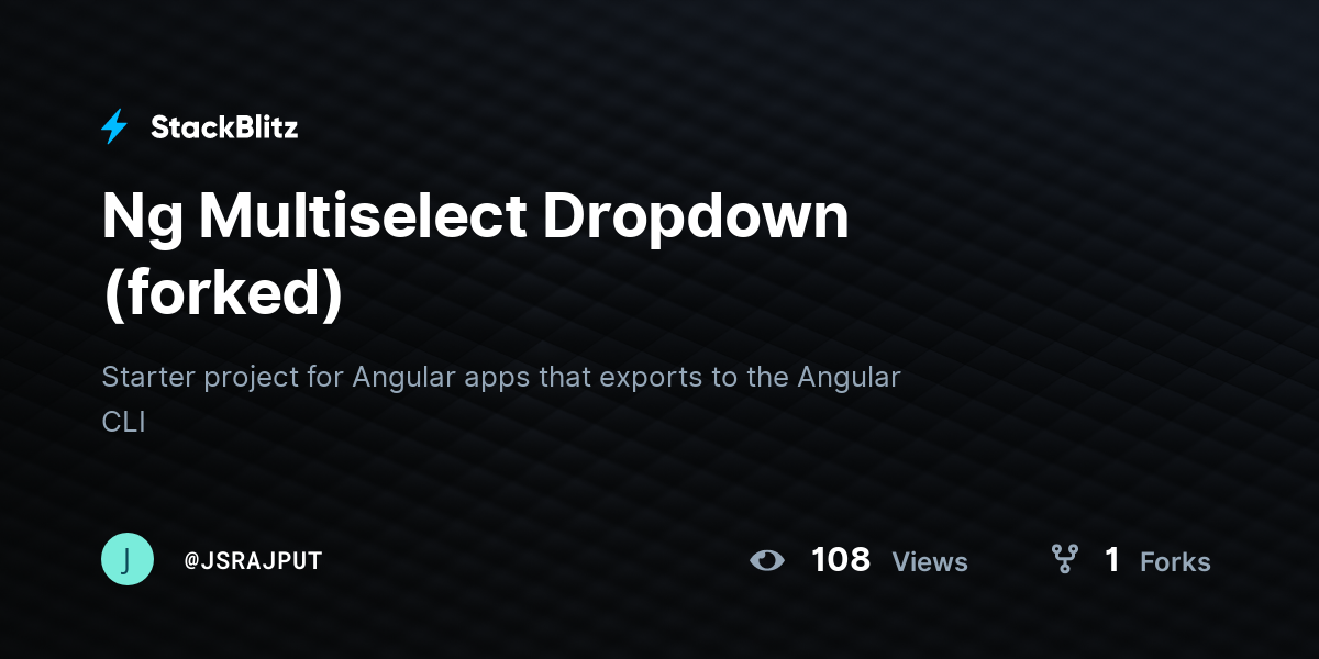 Ng Multiselect Dropdown (forked) - StackBlitz