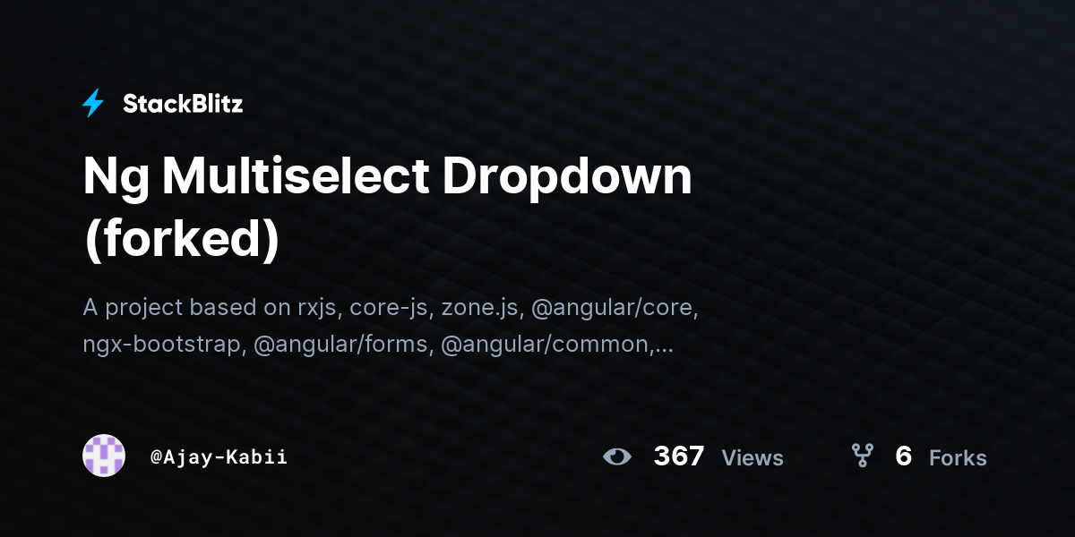 Ng Multiselect Dropdown (forked) - StackBlitz