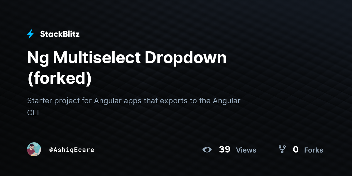 Ng Multiselect Dropdown (forked) - StackBlitz