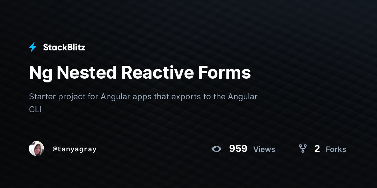 Ng Nested Reactive Forms - StackBlitz