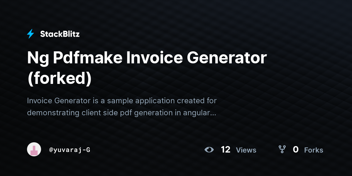 Ng Pdfmake Invoice Generator (forked) - StackBlitz