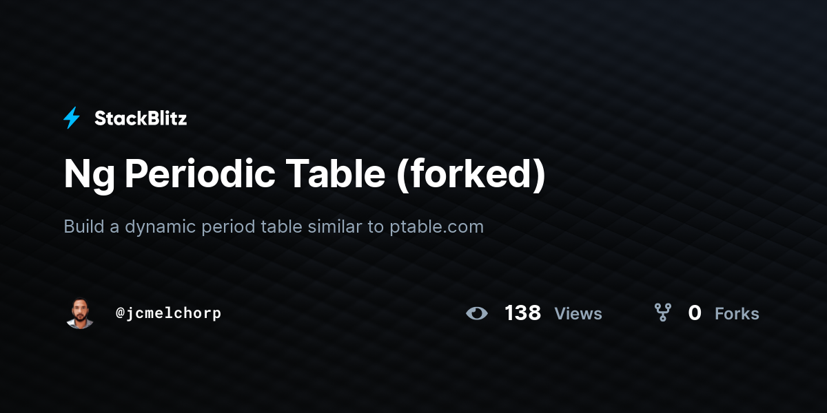 Ng Periodic Table (forked) - StackBlitz