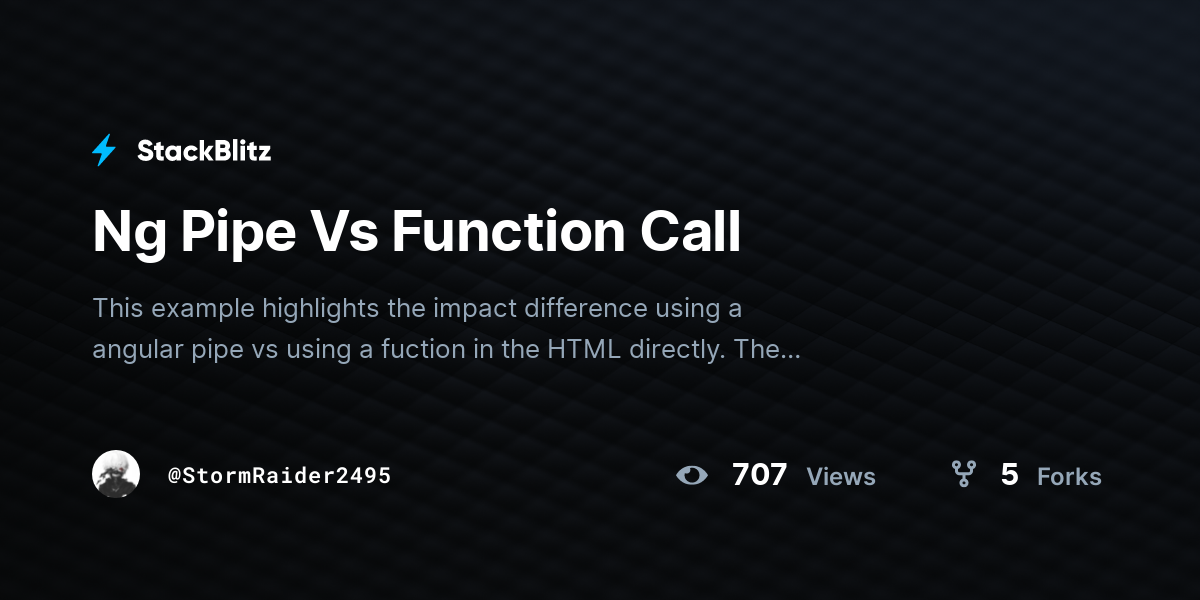 Ng Pipe Vs Function Call - StackBlitz