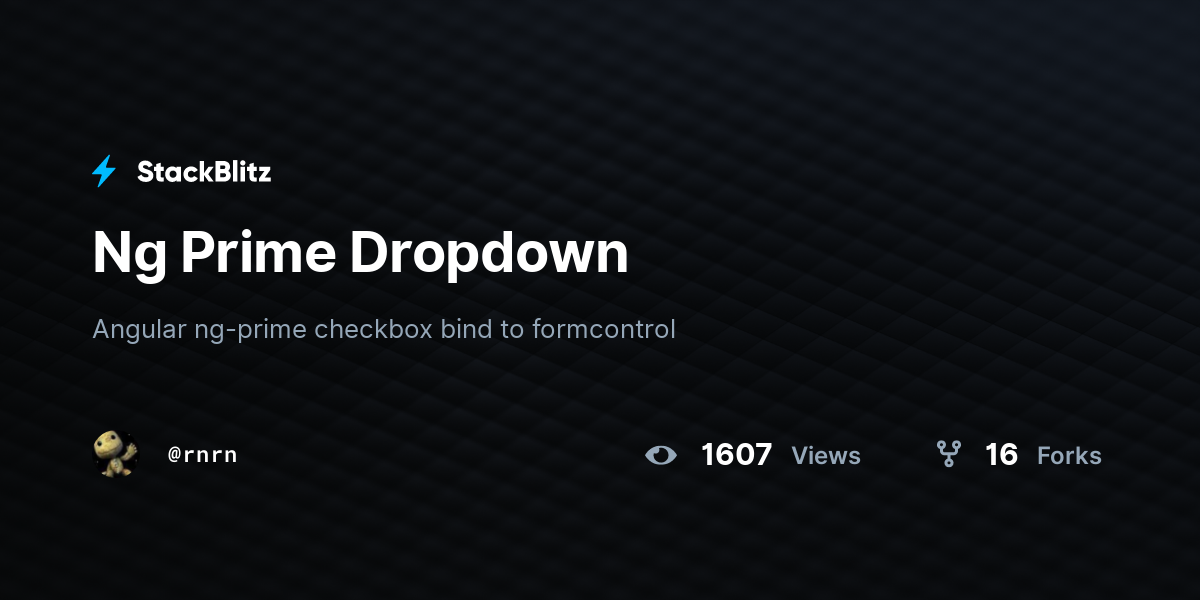 Ng Prime Dropdown - StackBlitz