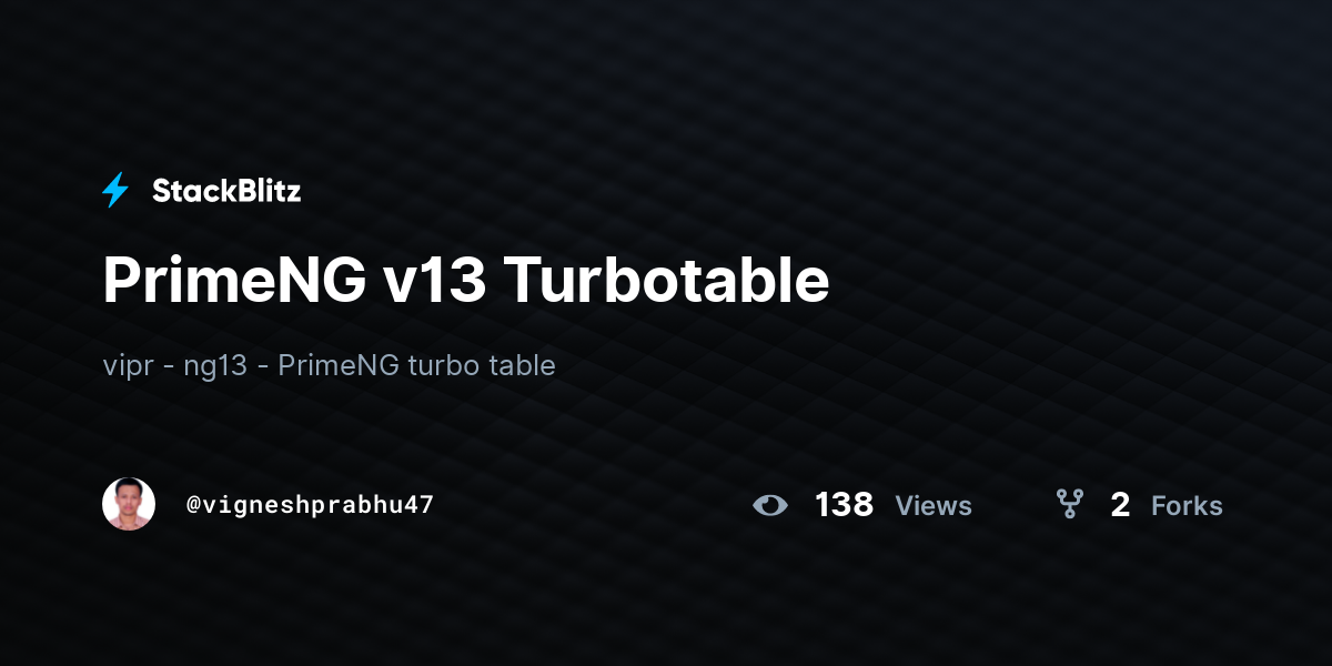 PrimeNG v13 Turbotable - StackBlitz