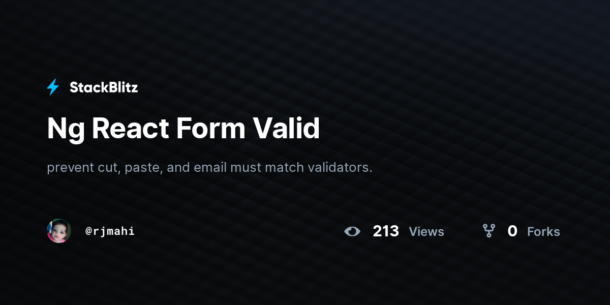 Ng React Form Valid - StackBlitz