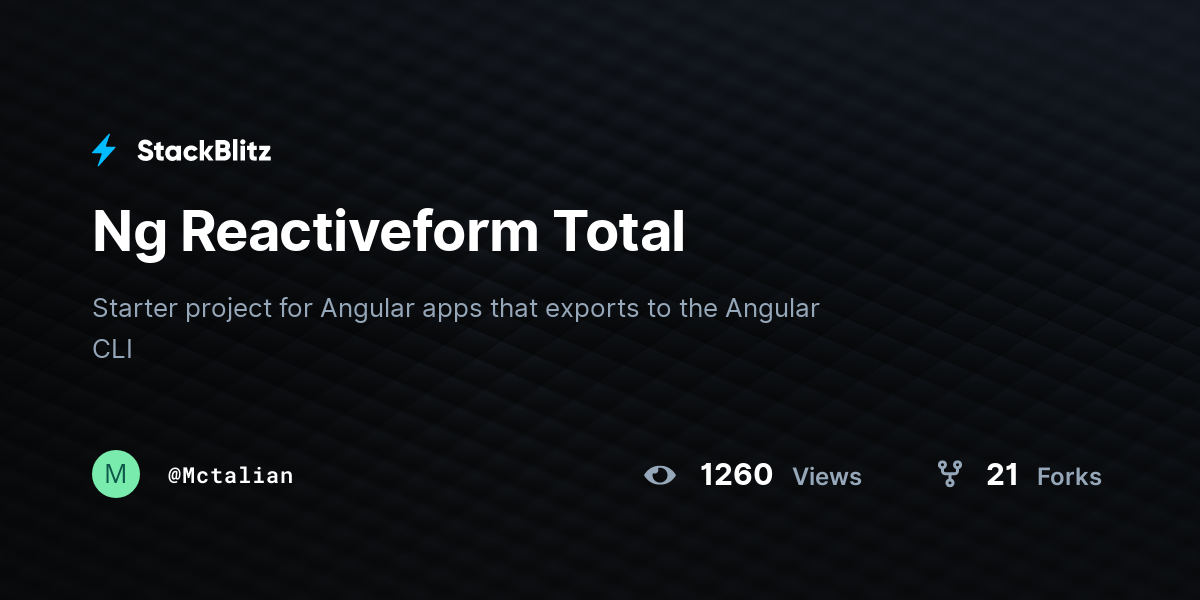 Ng Reactiveform Total - StackBlitz