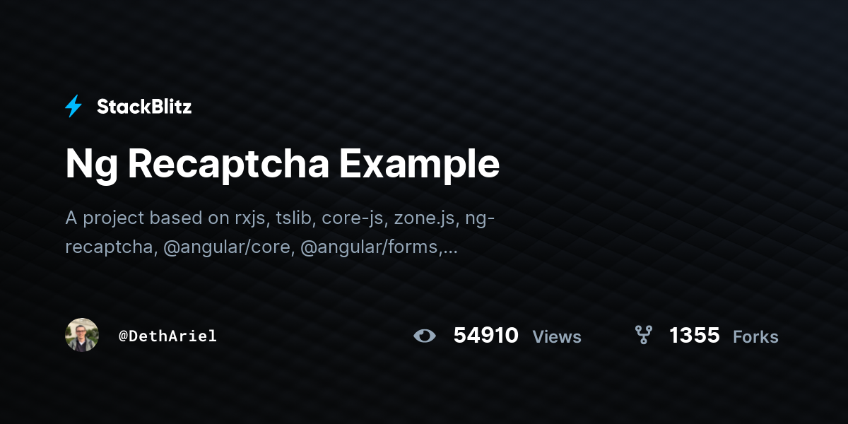 Ng Recaptcha Example - StackBlitz
