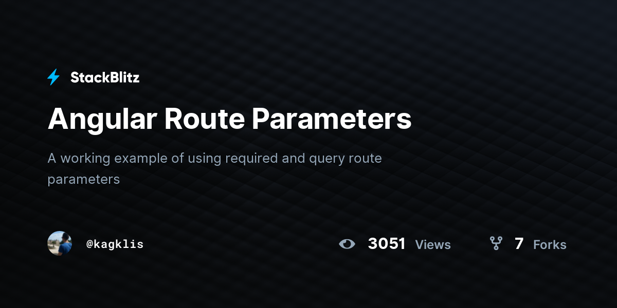 Angular Route Parameters - StackBlitz