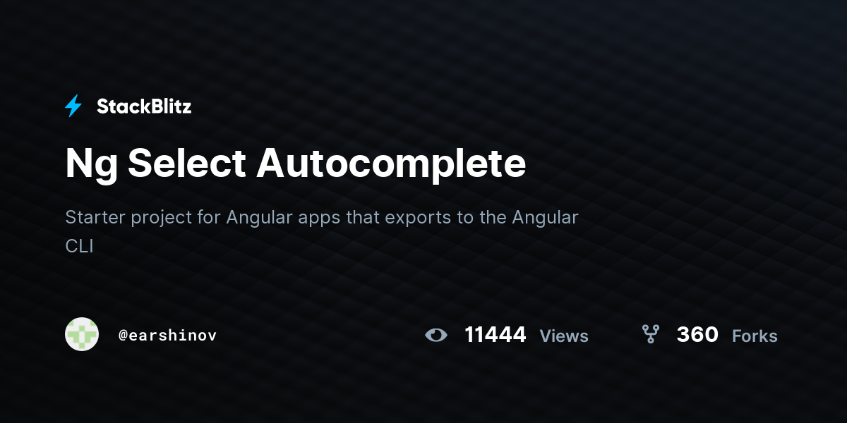 Ng Select Autocomplete - StackBlitz