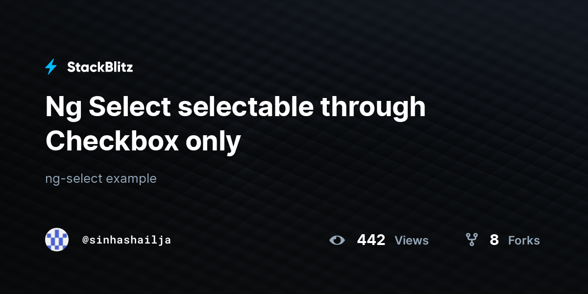 Ng Select selectable through Checkbox only - StackBlitz