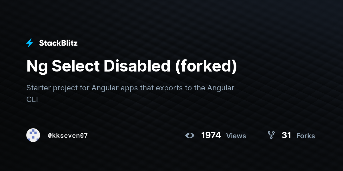 Ng Select Disabled (forked) - StackBlitz
