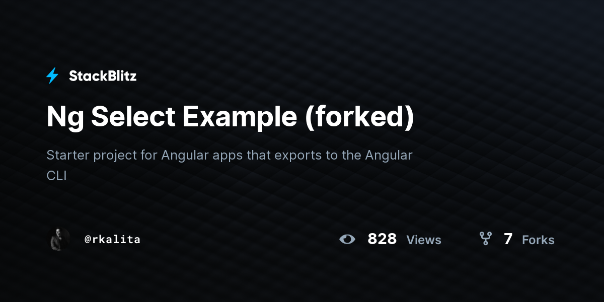 Ng Select Example (forked) - StackBlitz
