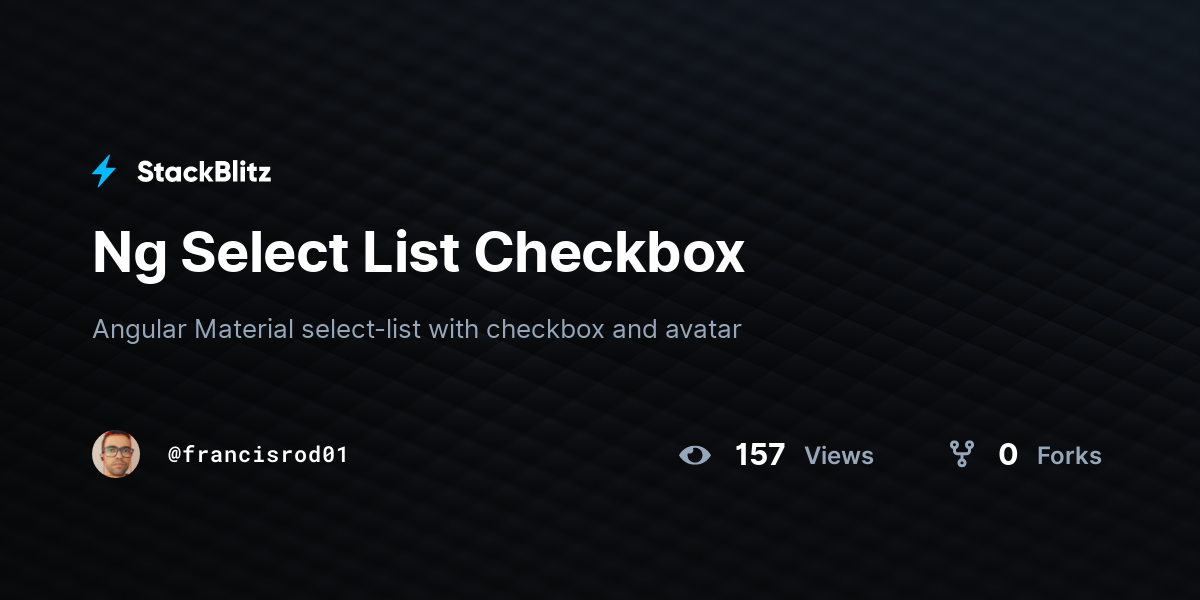 Ng Select List Checkbox - StackBlitz